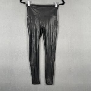 Spanx Faux Leather Leggings Womens Medium Black High Rise Slimming Stretch Pants